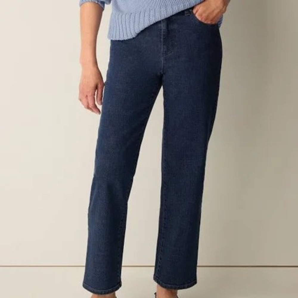 Eileen Fisher Dark Wash Straight Leg Denim Jeans Made in Portugal Size Medium